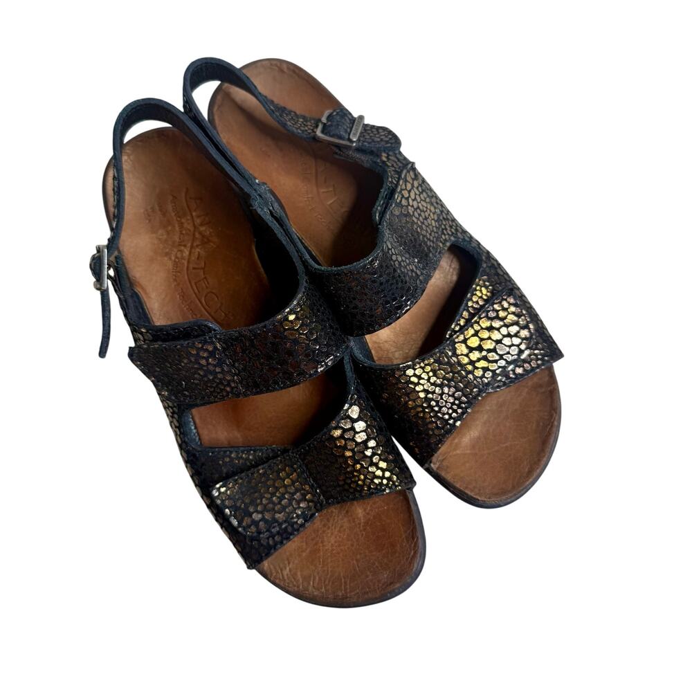 ANA-TECH USA Size 39 US 7 7.5 Comfort Leather Strappy Sandal Shoes Bronze